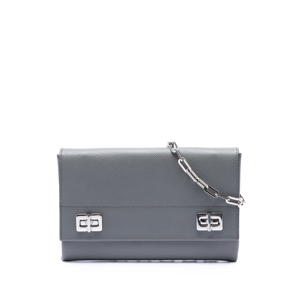 Pre-Loved Prada Saffiano Cuir Twist Lock Chain Flap